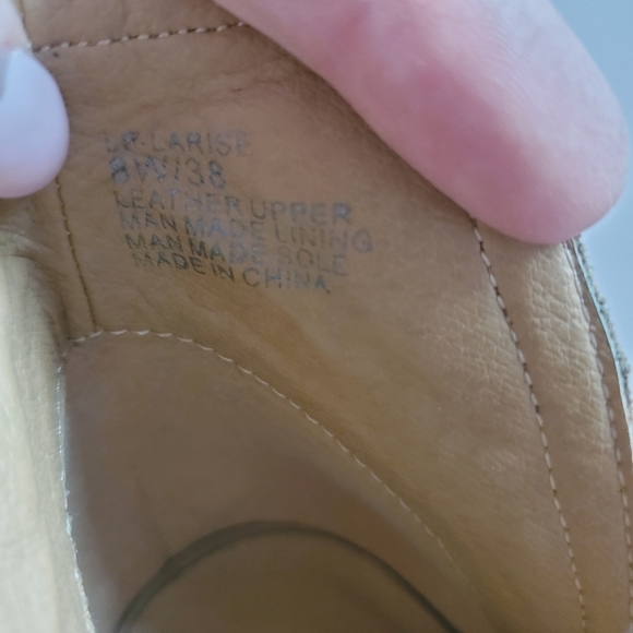 Lucky Brand Larisa Booties Women's 8W Tan Neutral Peep-Toe Leather Block Heel - Picture 12 of 14